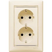 Розетка 2-ая 2Р+Е&nbsp;&nbsp;10/16 А 250 В слоновая кость&nbsp;&nbsp;(шторки)&nbsp;&nbsp;VALENA